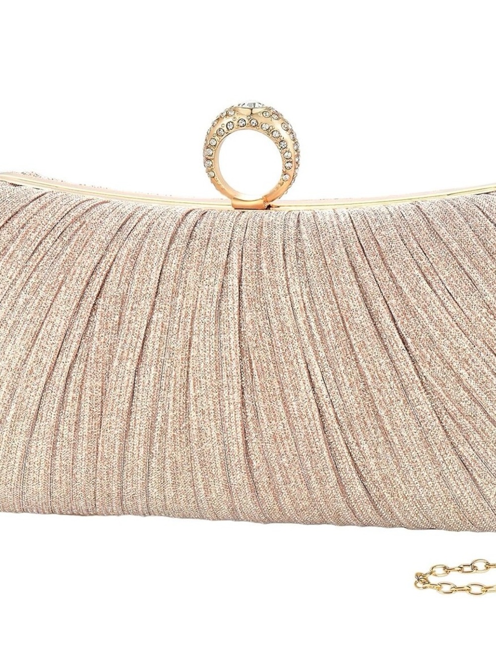 Elegant Rhinestone Ring Clutch - Champagne